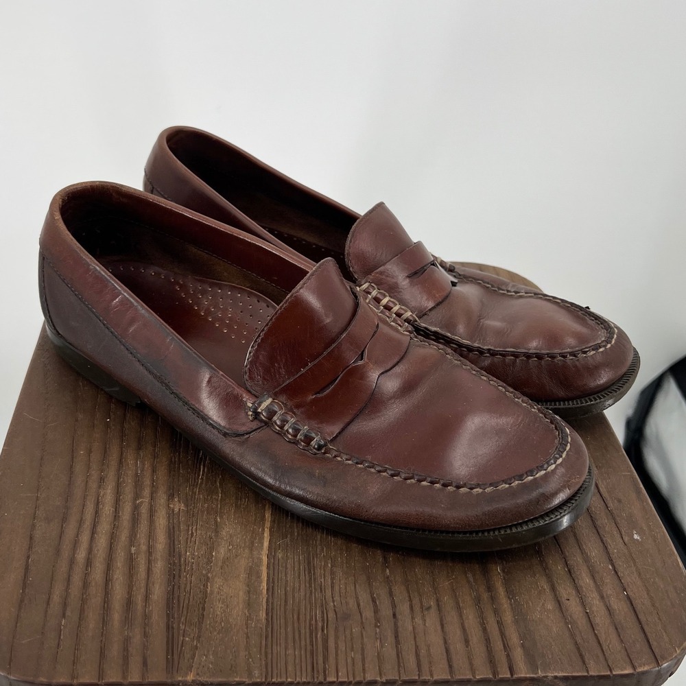 GH Bass Weejuns Bleaker Brown Leather Penny Loafers Mens 11 D Mahogany Slip On